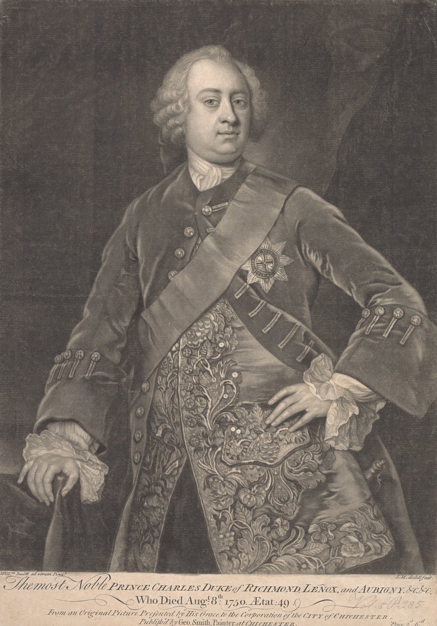 Princ Charles, druhý vévoda z Richmondu, Lenox a Aubigny od James McArdell
