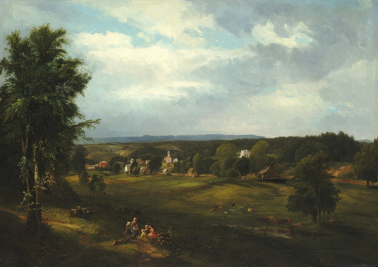 Vesnická scéna poblíž Albany, New York, 1850. od James McDougal Hart