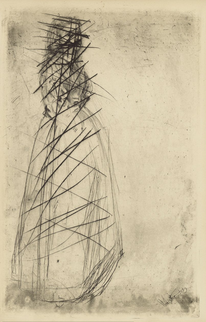 [76] Otisky ze zrušených desek Whistler - Fumette Standing. od James Abbott McNeill Whistler