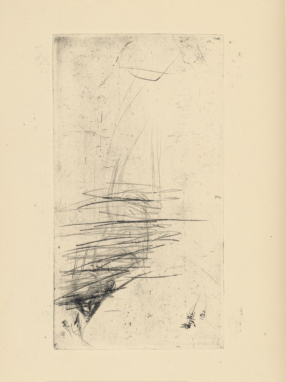 [76] Dojmy ze zrušených desek od Whistlera - [Mladá žena ležící na gauči]. od James Abbott McNeill Whistler