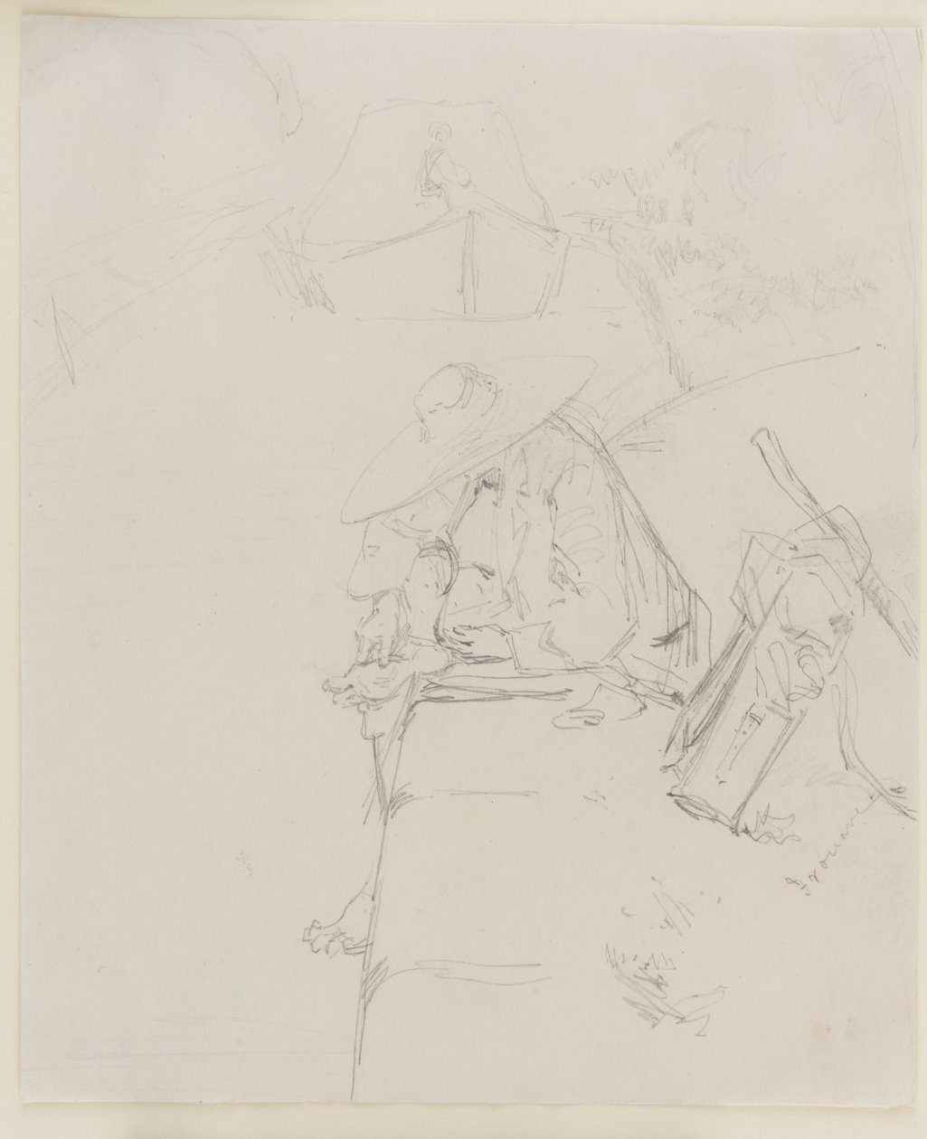 Muž sedící na kraji zdi od James Abbott McNeill Whistler