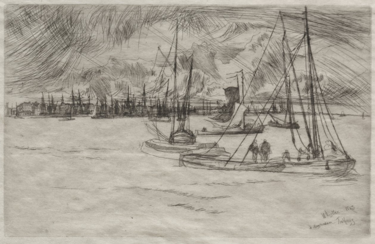 Amsterdam z pohledu Tolhuisu od James McNeill Whistler