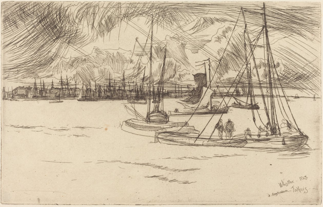 Amsterdam od Tolhuisu od James McNeill Whistler