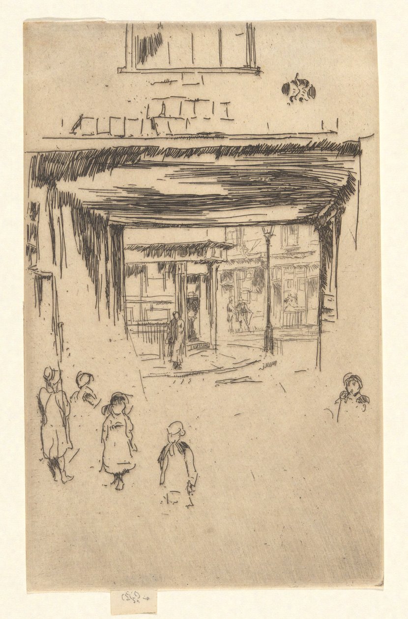 Drury Lane, z druhého benátského souboru (soubor dvaceti šesti leptů) od James Abbott McNeill Whistler