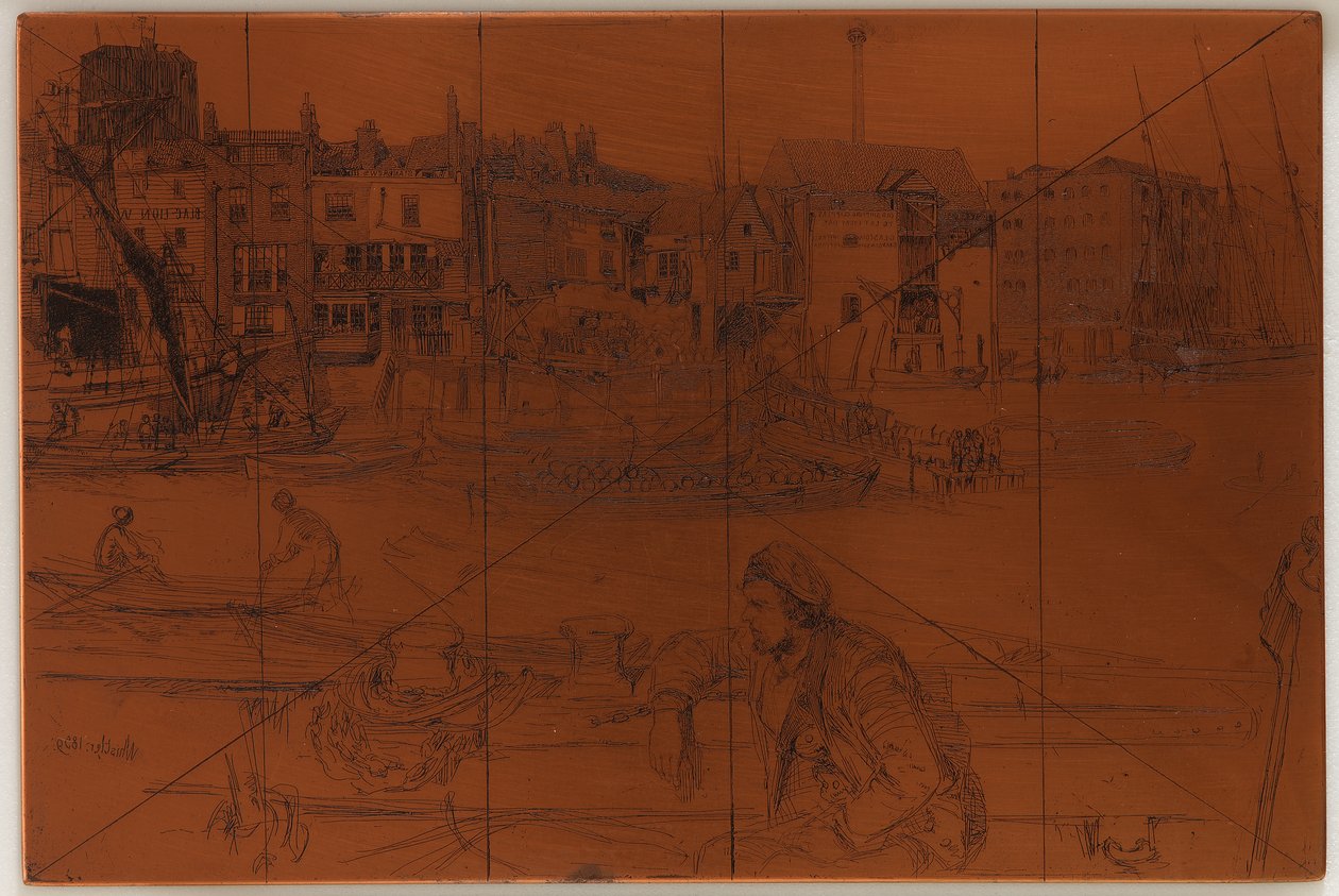 Leptací deska: Black Lion Wharf od James Abbott McNeill Whistler