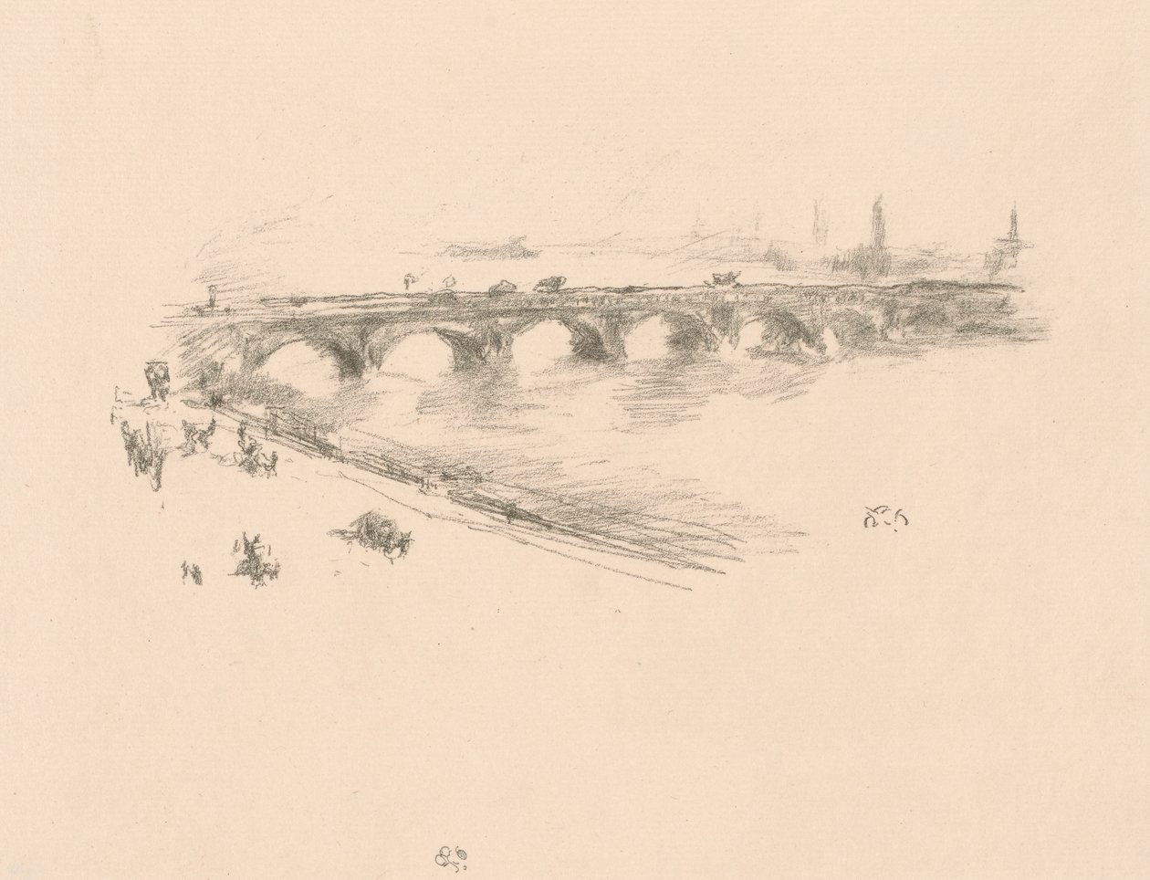 Večer, Malý most Waterloo od James Abbott McNeill Whistler