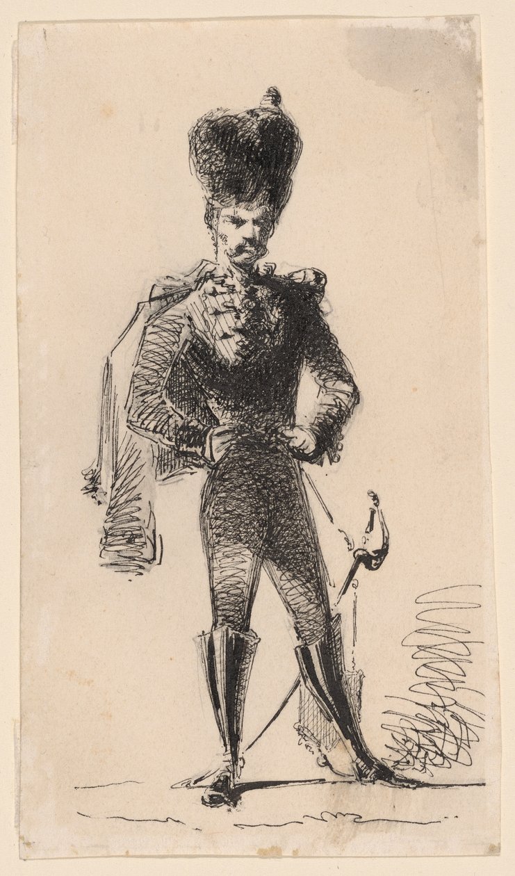 Husar (recto) Muž s cylindrem a obvázanou hlavou (verze) od James Abbott McNeill Whistler