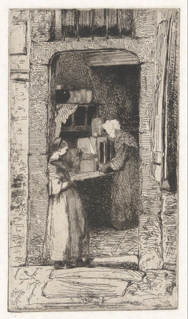 La Marchande de Moutarde (Prodavač hořčice), z francouzského souboru (Douze Eaux-Fortes d od James Abbott McNeill Whistler