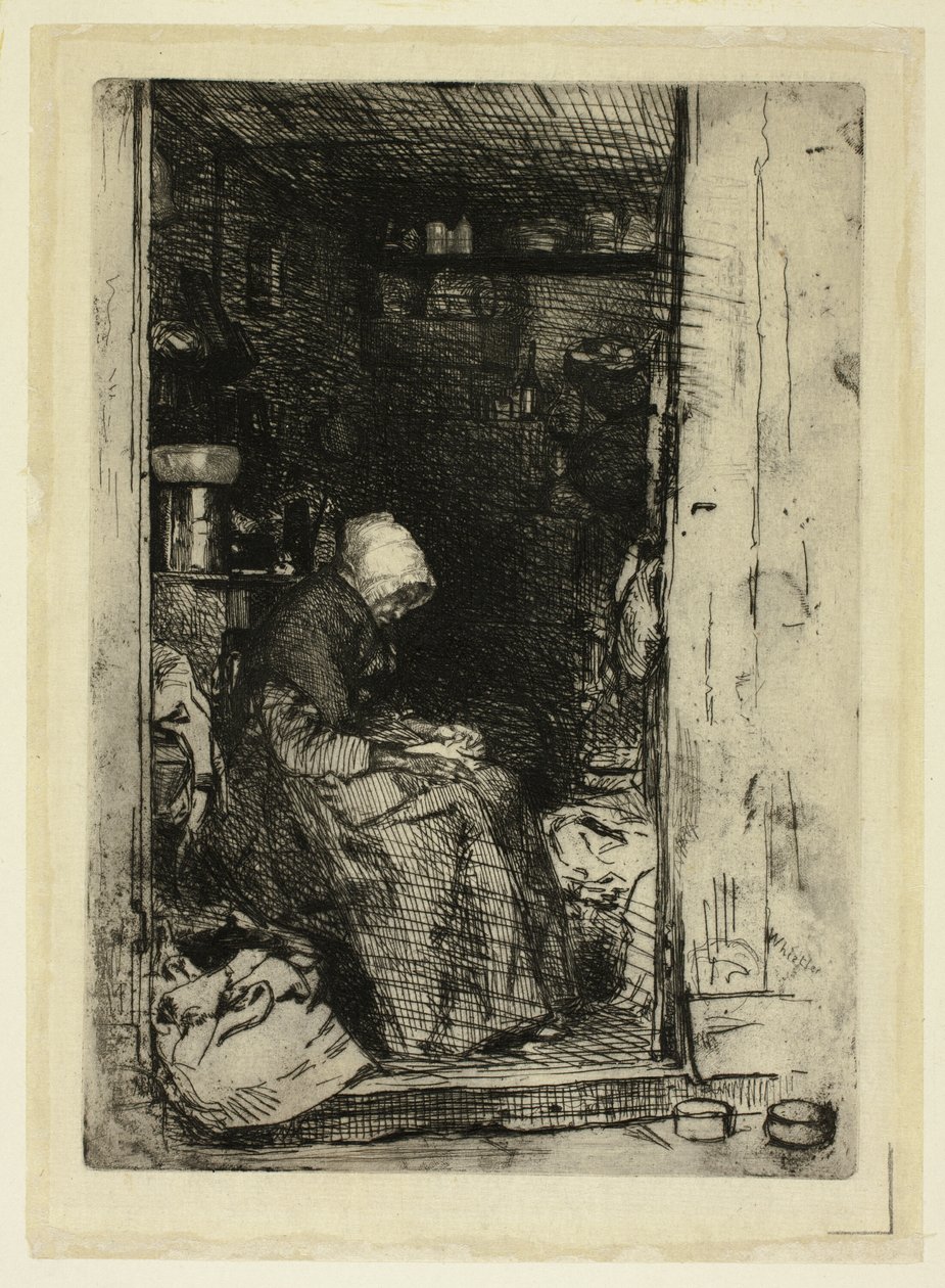 La Vieille aux Loques (Stará žena s hadry) od James Abbott McNeill Whistler