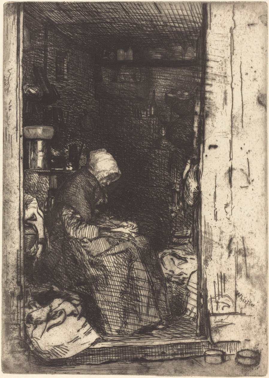 Stará žena s hadry od James Abbott McNeill Whistler