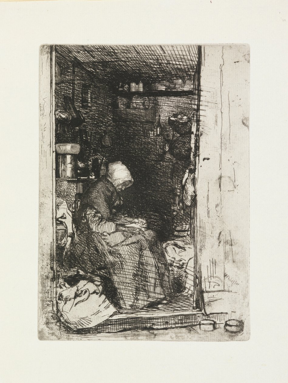 Stará žena s hadry od James Abbott McNeill Whistler