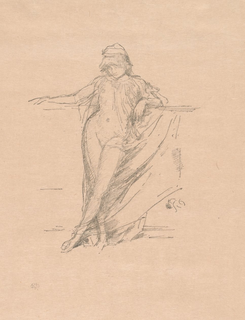 Malá zahalená postava, nakloněná od James Abbott McNeill Whistler