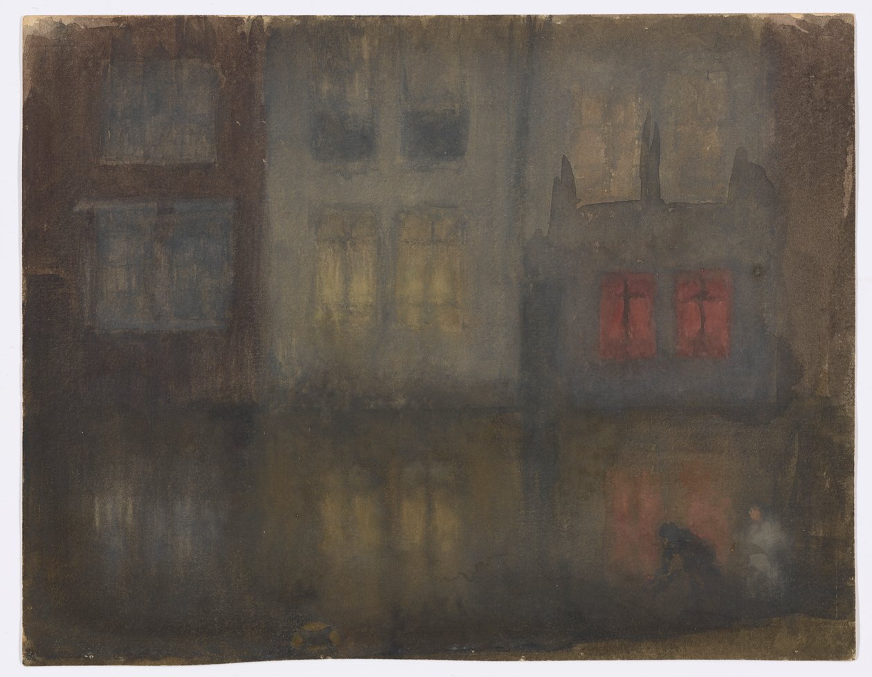 Nokturno: Black and Red-Back Canal, Holandsko od James Abbott McNeill Whistler