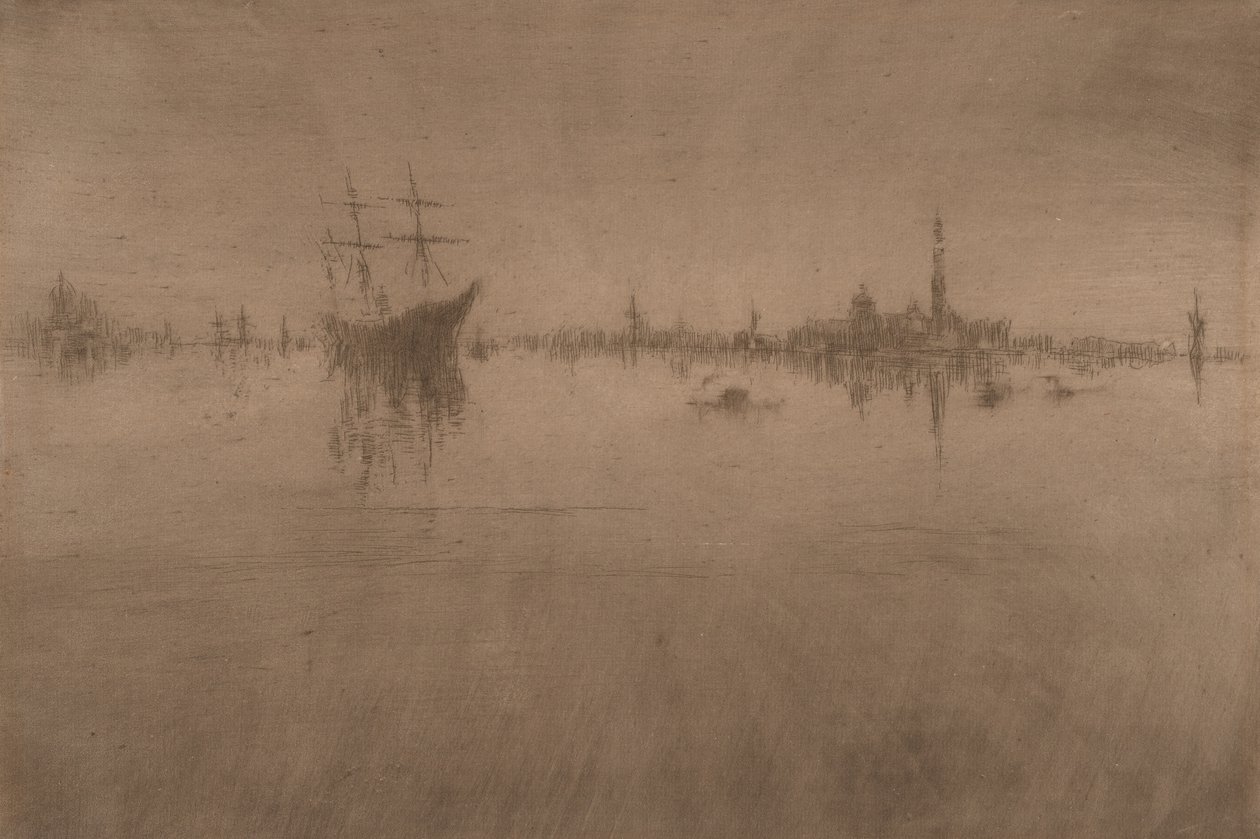 Nokturno, z Benátek, série dvanácti leptů ("první benátská sada") od James Abbott McNeill Whistler
