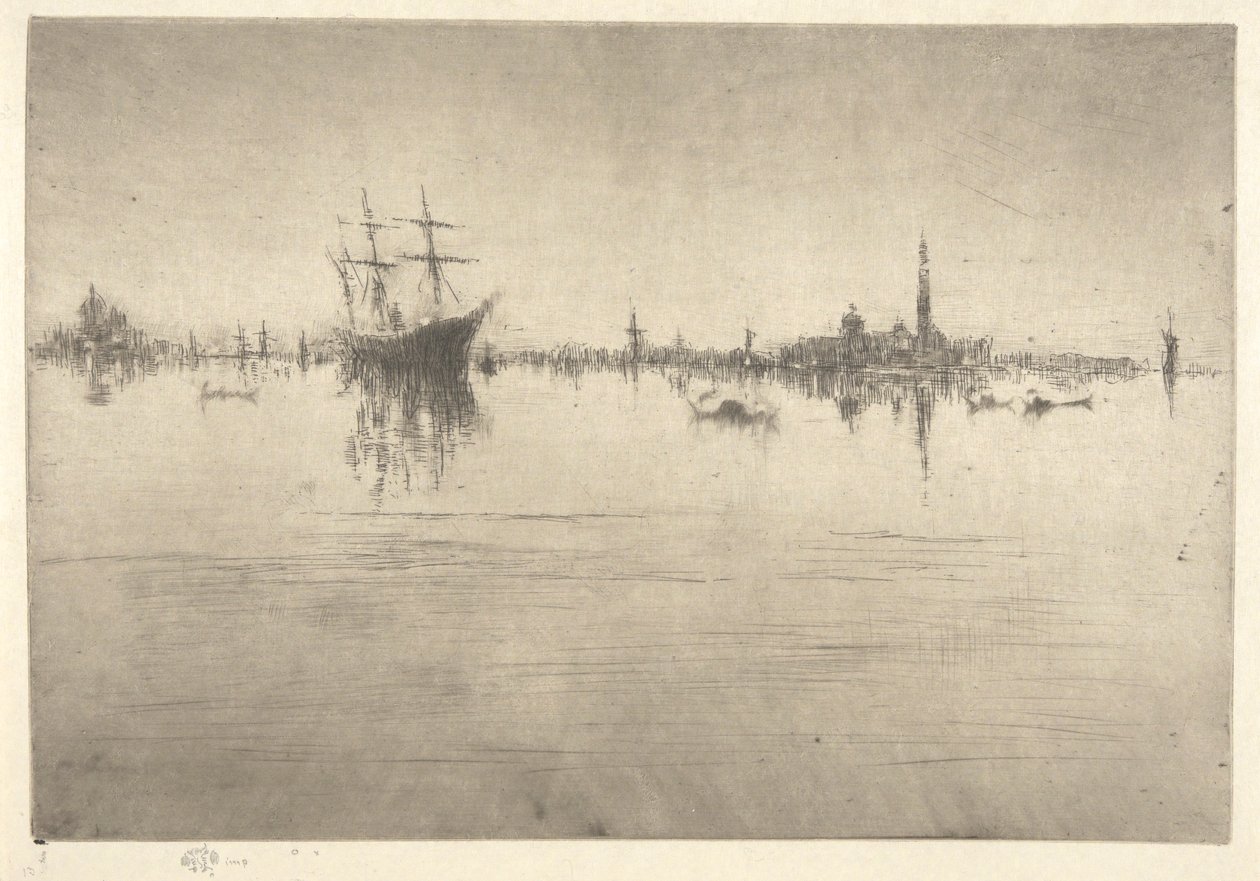 Nokturno, z prvního benátského souboru (Benátky, série dvanácti leptů) od James Abbott McNeill Whistler