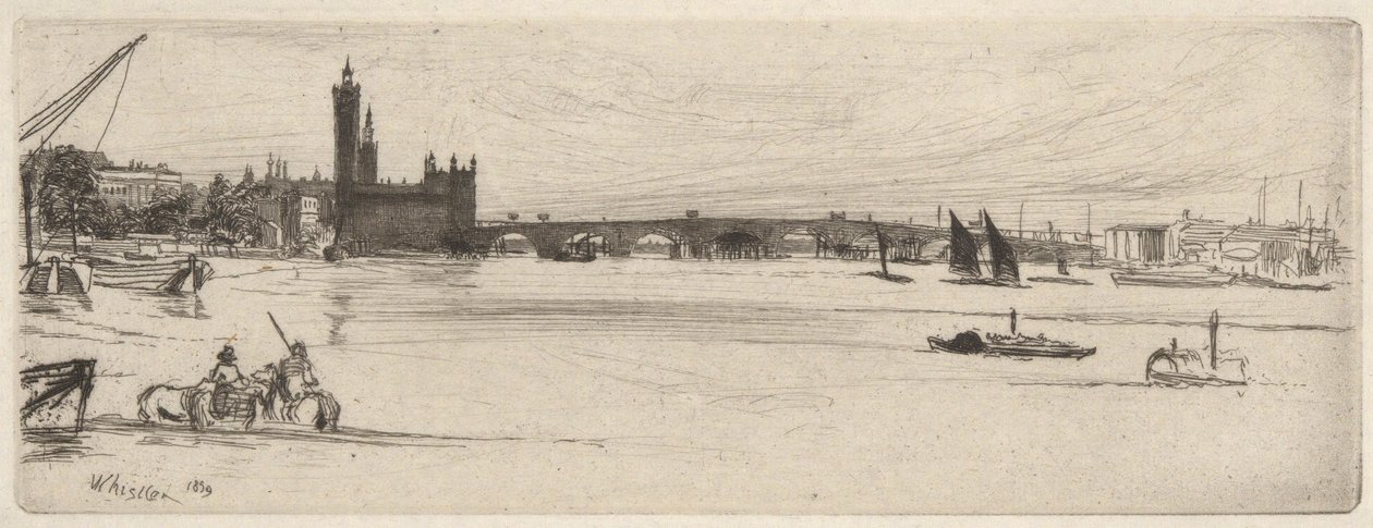 Starý Westminsterský most, z Temže Set (Série šestnácti leptů scén na Temži a dalších témat) od James Abbott McNeill Whistler
