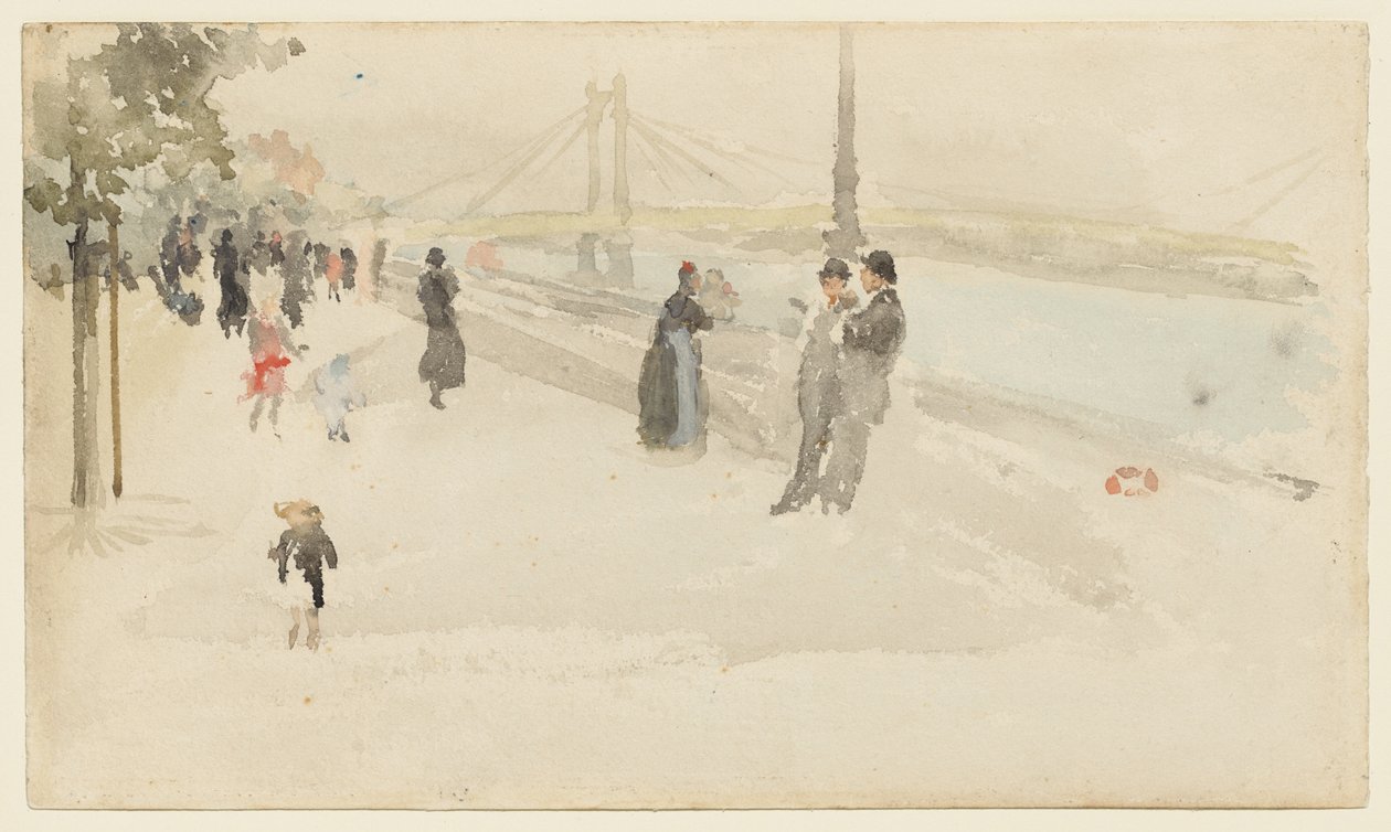 Růžová a stříbrná - Chelsea, nábřeží od James McNeill Whistler