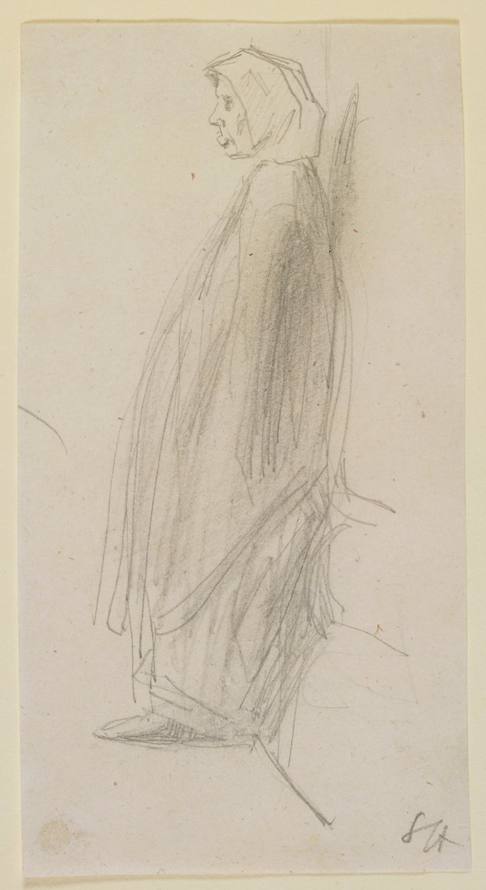 Profilový náčrt staré ženy stojící od James Abbott McNeill Whistler