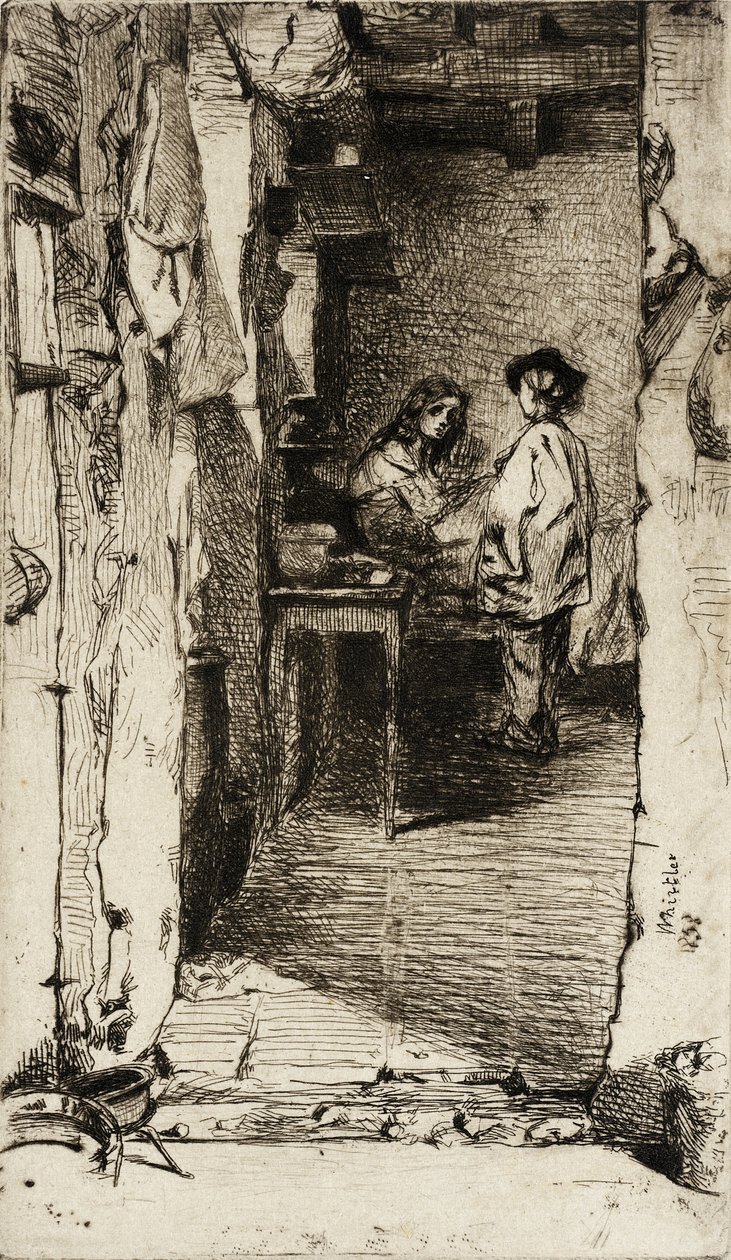 Rag Pickers, čtvrť Mouffetard, Paříž od James McNeill Whistler