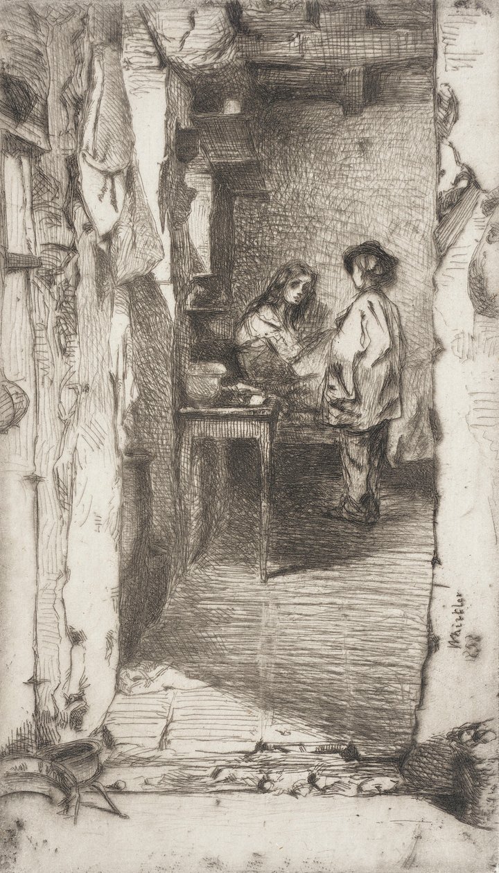 Sběrači hadrů, čtvrť Mouffetard, Paříž od James McNeill Whistler