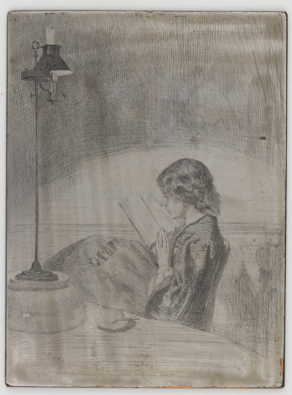 Čtení Lamplight od James Abbott McNeill Whistler