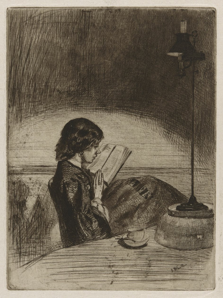 Čtení Lamplight od James Abbott McNeill Whistler