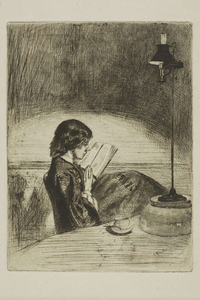 Čtení Lamplight od James Abbott McNeill Whistler