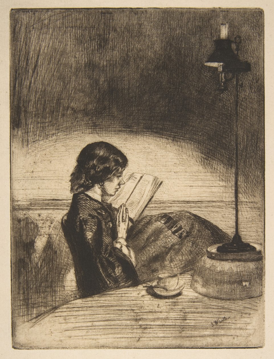 Čtení při světle lampy od James McNeill Whistler