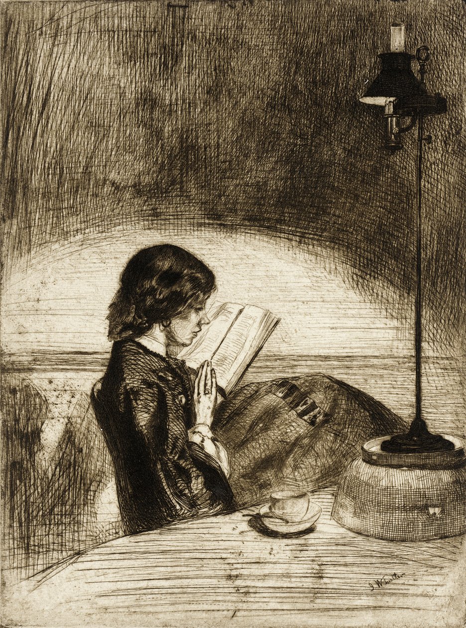 Čtení při světle lampy od James McNeill Whistler