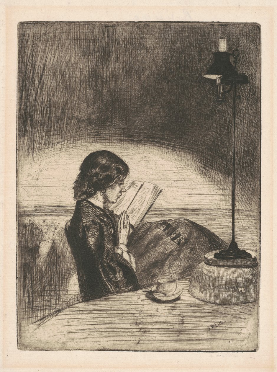 Čtení při světle lampy od James McNeill Whistler