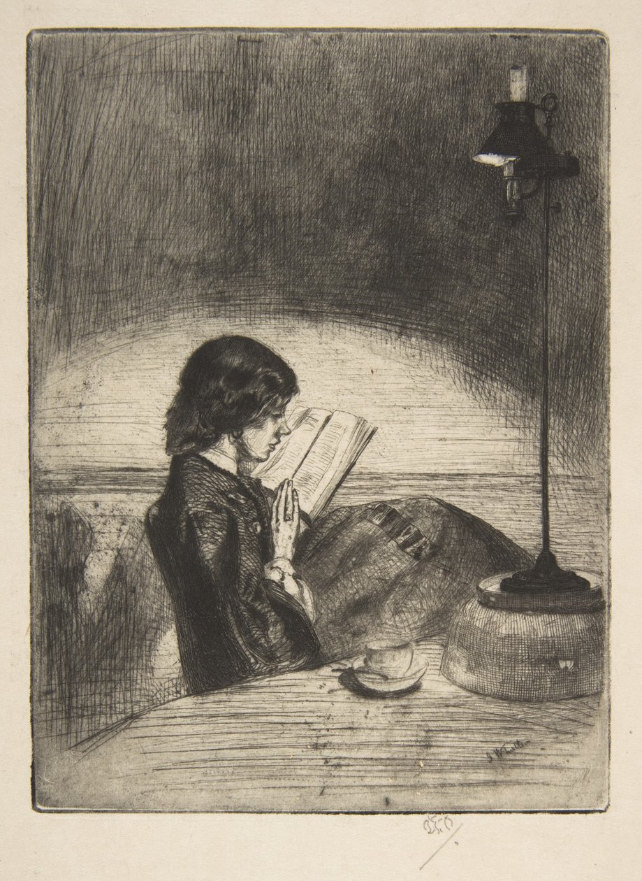 Čtení při světle lampy od James McNeill Whistler
