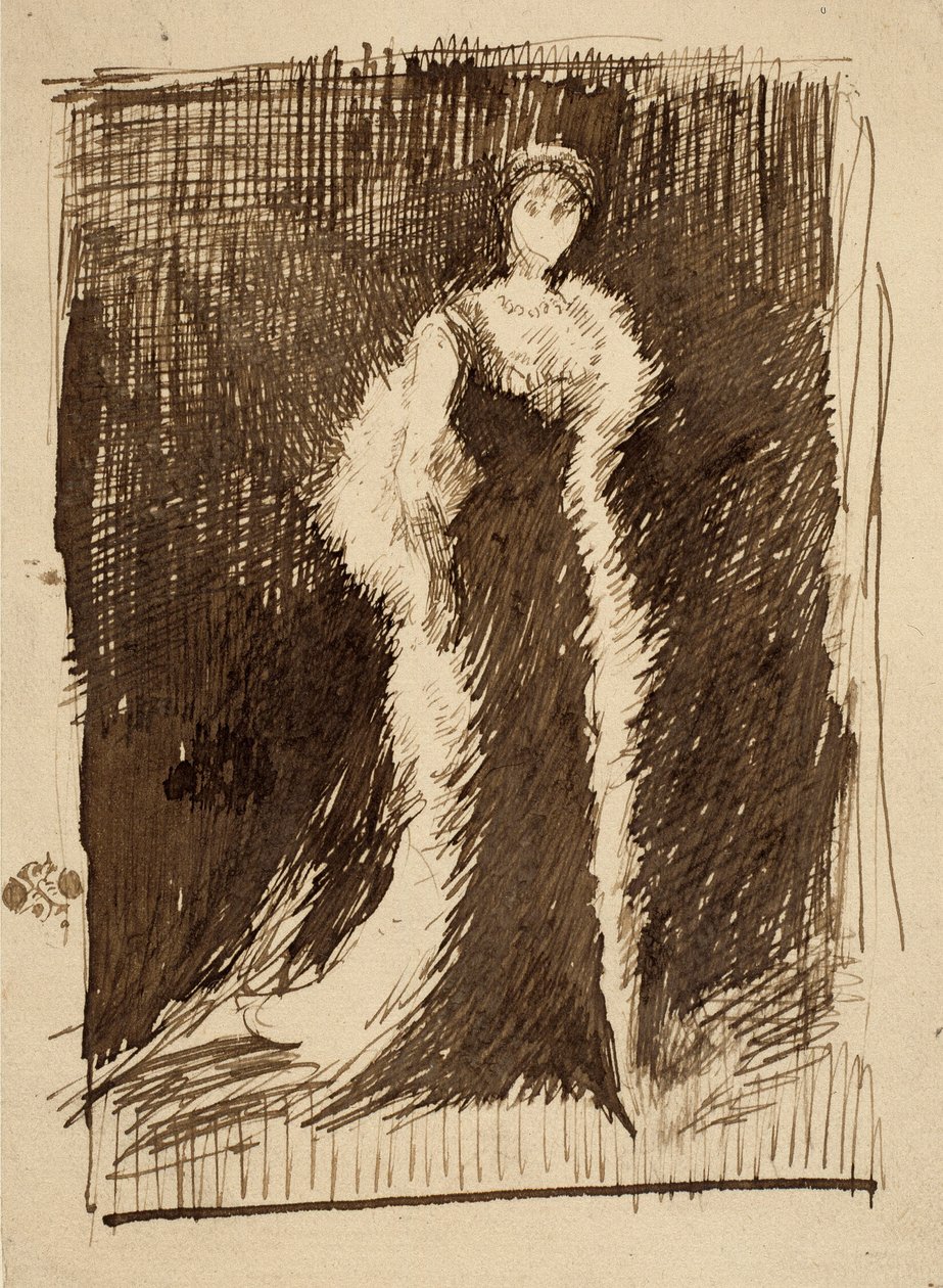 Skica podle "Aranžmá v černé barvě: Lady Meux" od James McNeill Whistler