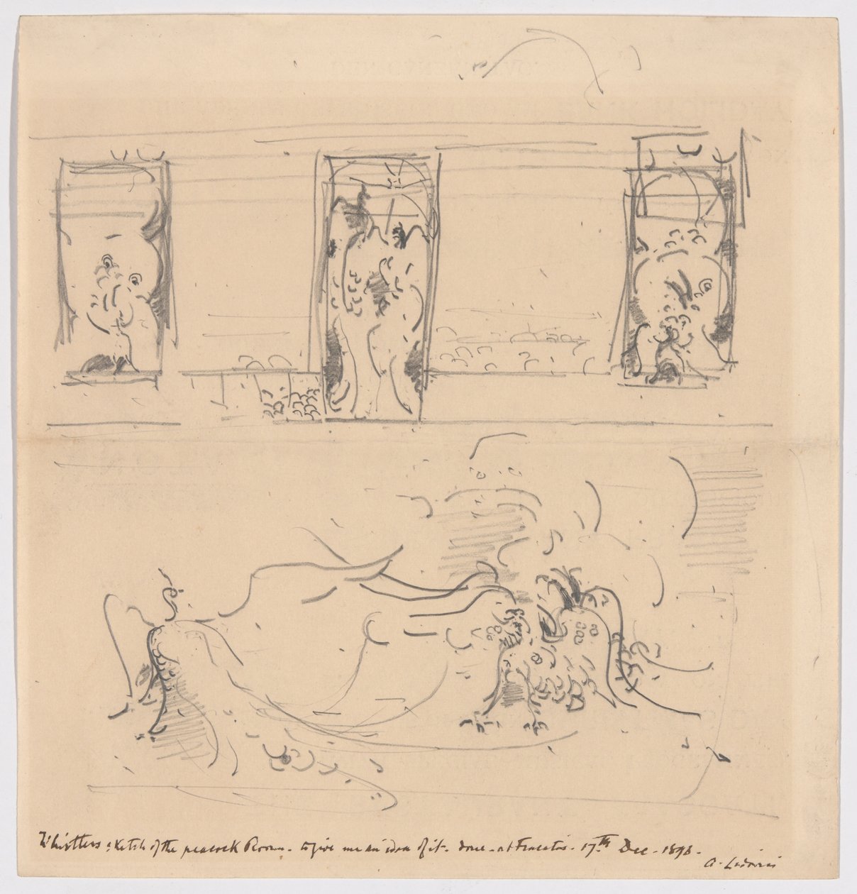 Skica pavího pokoje od James McNeill Whistler