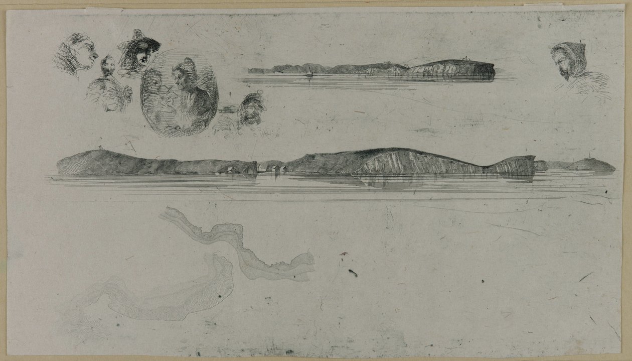 Náčrtky na desce Coast Survey Plate od James Abbott McNeill Whistler