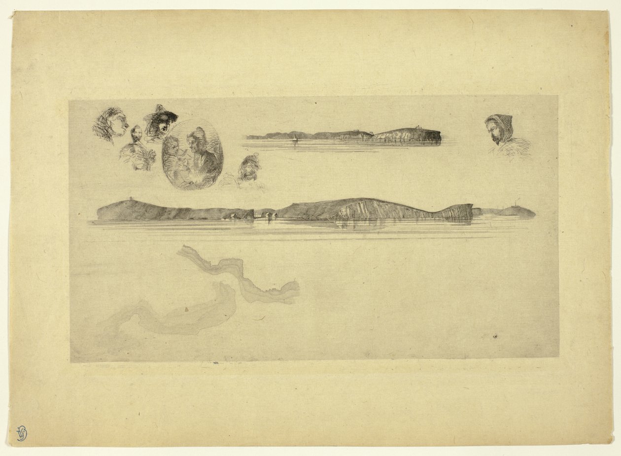 Náčrtky na desce Coast Survey Plate od James Abbott McNeill Whistler