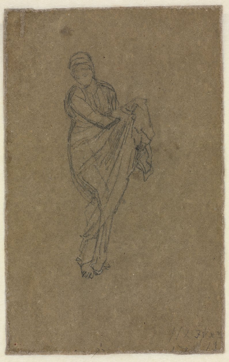 Stojící žena, která si drží šaty (rub) od James McNeill Whistler