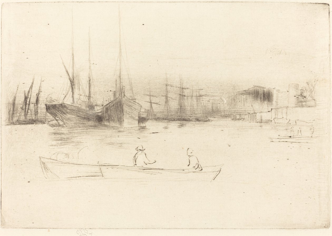 Parníky z věže od James Abbott McNeill Whistler