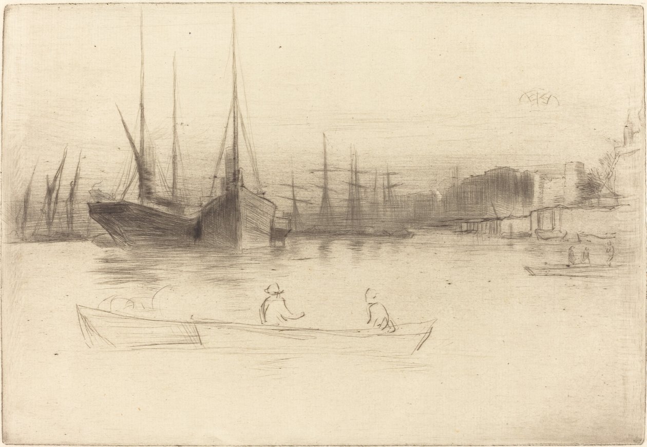 Parníky z věže od James Abbott McNeill Whistler