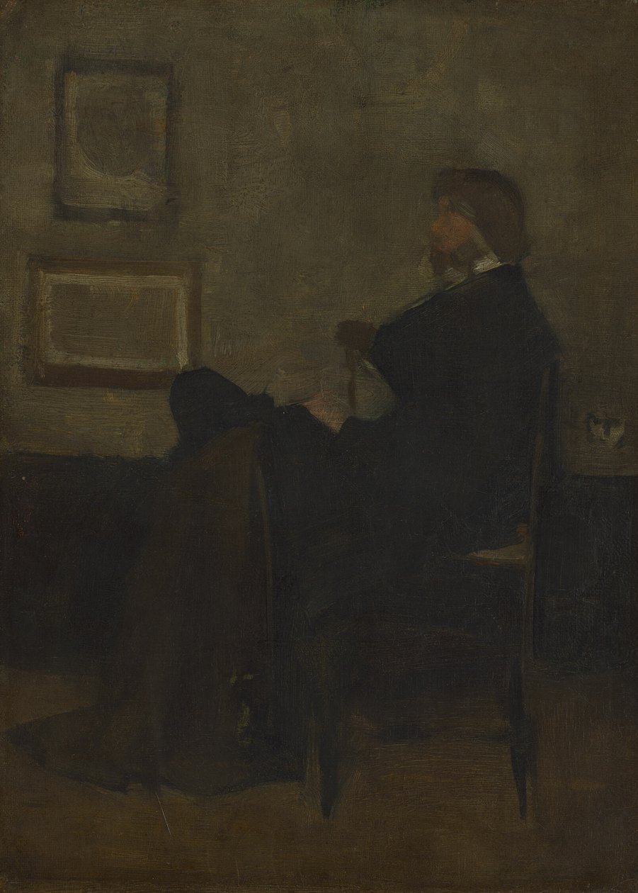 Studie k "Aranžmá v šedé a černé, č. 2: Portrét Thomase Carlyla" od James McNeill Whistler