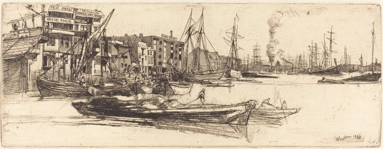 Temžské sklady od James Abbott McNeill Whistler