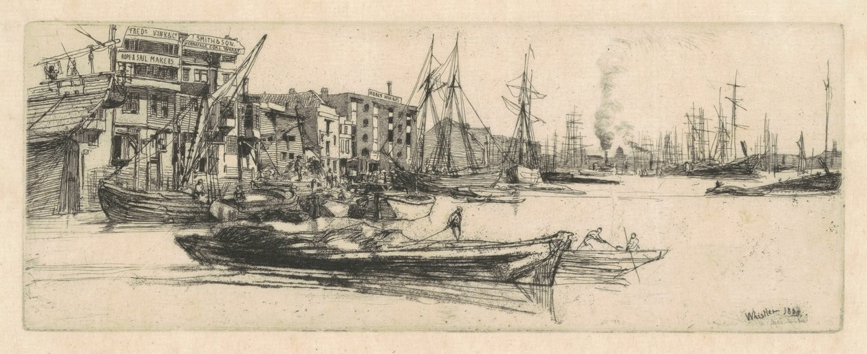 Temžské sklady od James Abbott McNeill Whistler