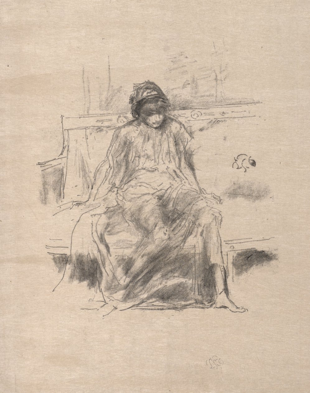 Sedící postava v drapérii od James McNeill Whistler