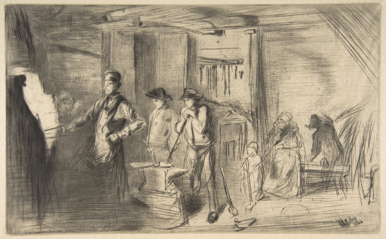 Kovárna, ze souboru „Série šestnácti leptů s výjevy z Temže a jinými náměty“ od James McNeill Whistler