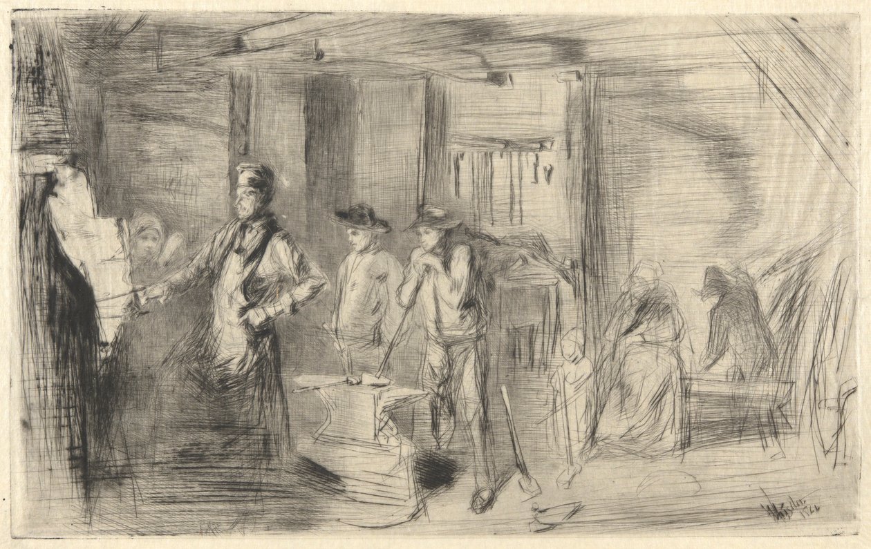 The Forge, from the Thames Set (Série šestnácti leptů scén na Temži a dalších témat) od James Abbott McNeill Whistler