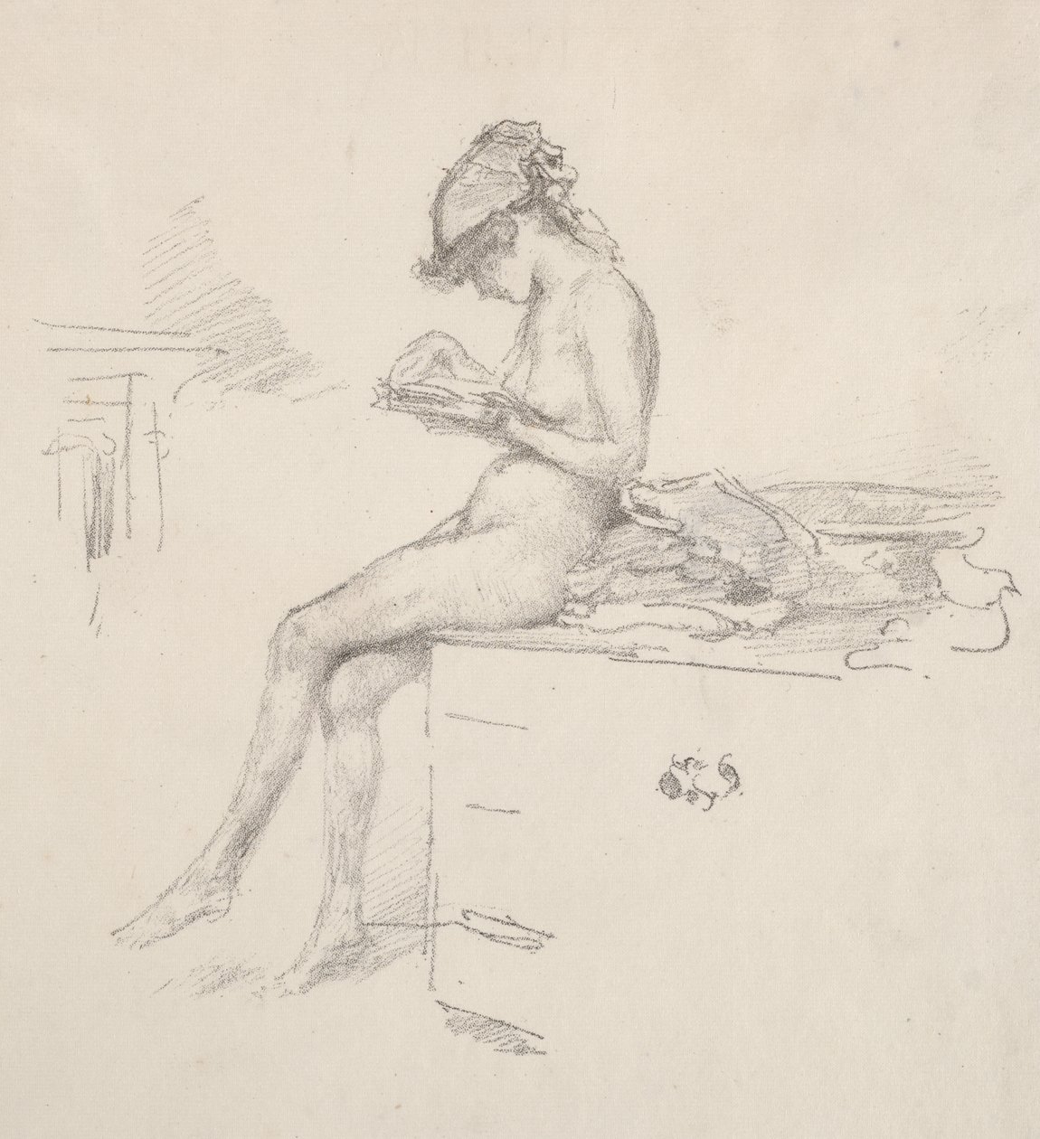 Malá nahá modelka, která čte od James McNeill Whistler