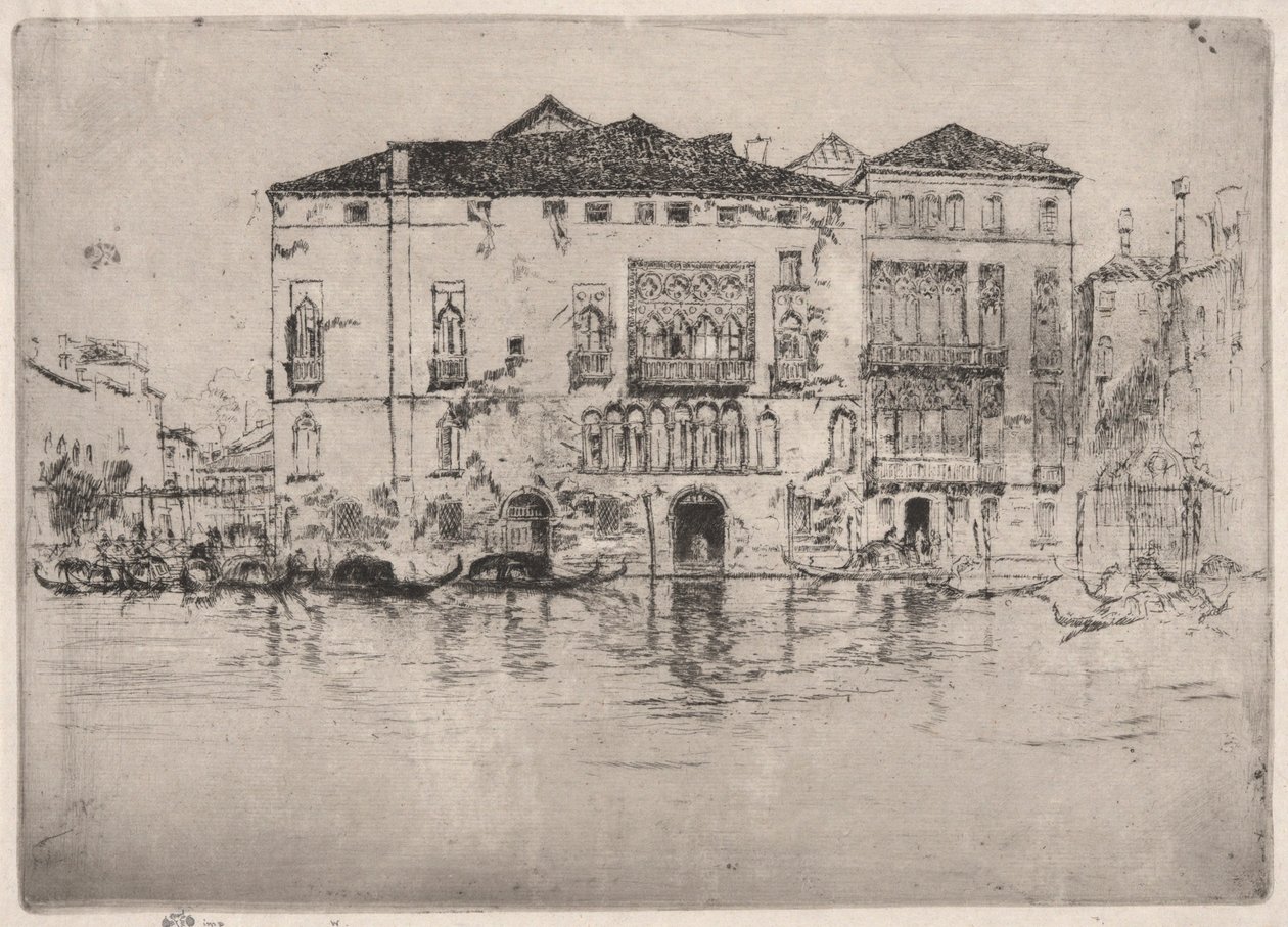 Paláce, z prvního benátského souboru (Benátky, série dvanácti leptů) od James Abbott McNeill Whistler