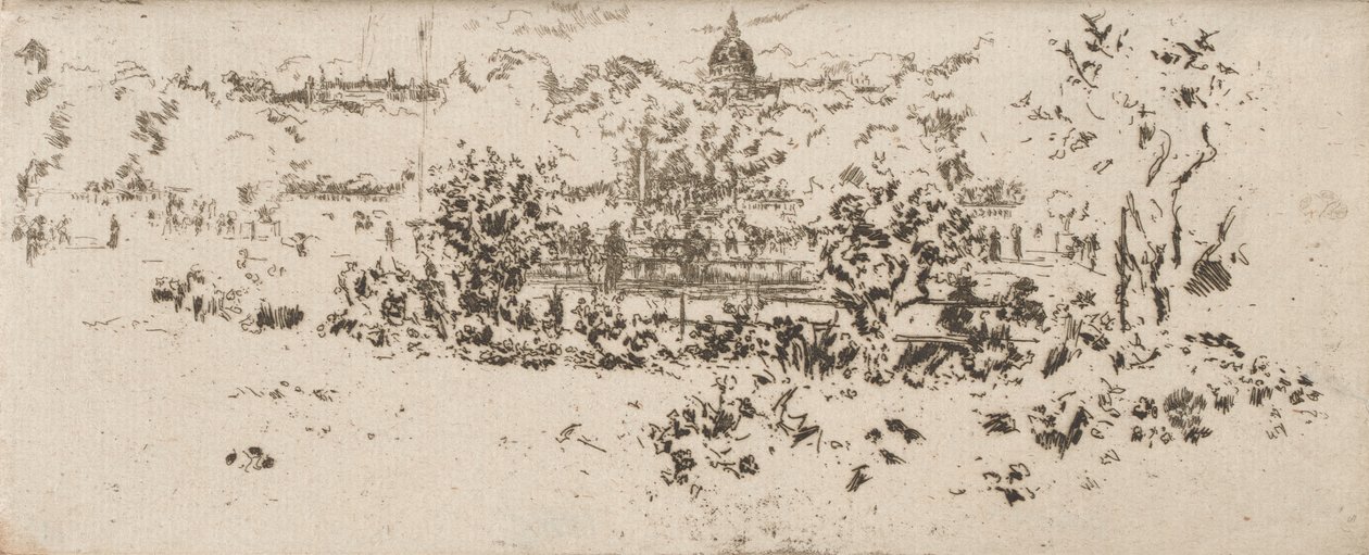 Pantheon z terasy, Lucemburské zahrady od James Abbott McNeill Whistler