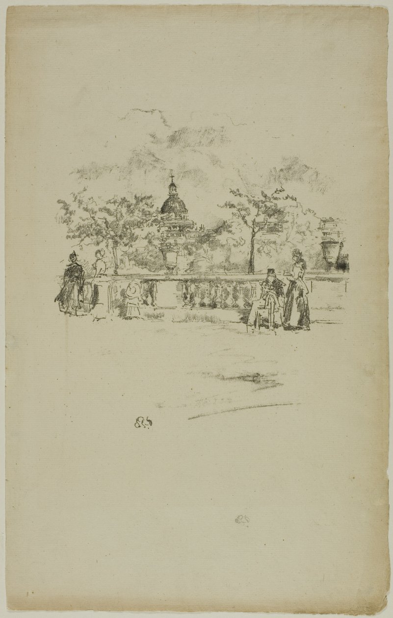 Pantheon z terasy Lucemburských zahrad od James McNeill Whistler
