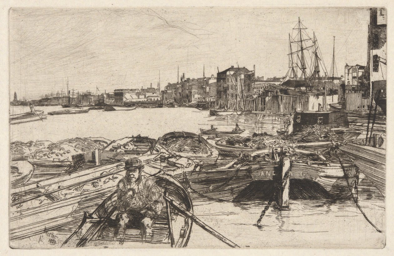 The Pool, from the Thames Set (Série šestnácti leptů scén na Temži a dalších témat) od James Abbott McNeill Whistler
