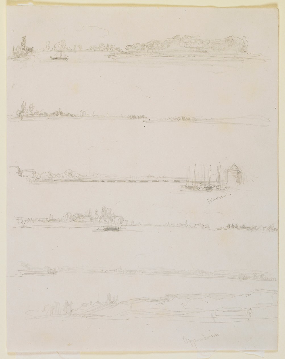 Rýn, poblíž Worms a Oppenheim od James Abbott McNeill Whistler